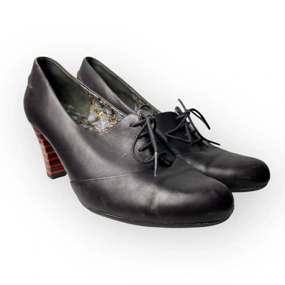 Camper Purple  Leather Oxford Striped Heel Pump 40 - Picture 4 of 12